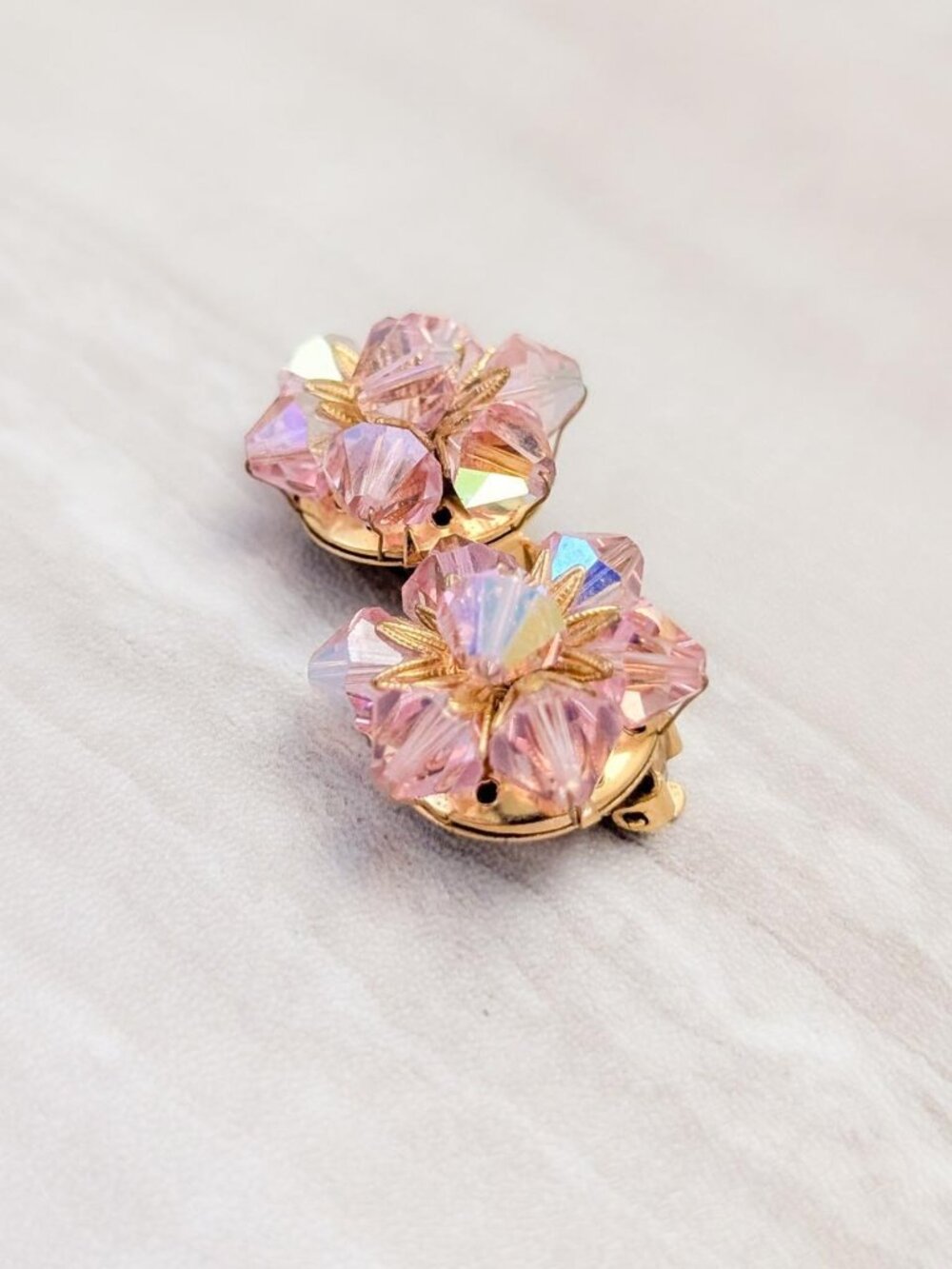 Vintage Clip On Earrings Pink Starburst